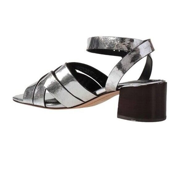 Tory Burch City Heel Ankle Strap Sandal In Silver sz 7 M - Picture 4 of 8